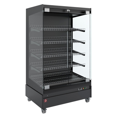 Vitrine chauffante, libre-service, avec porte vitrée, sur roues - FULL BLACK HAS10-G5